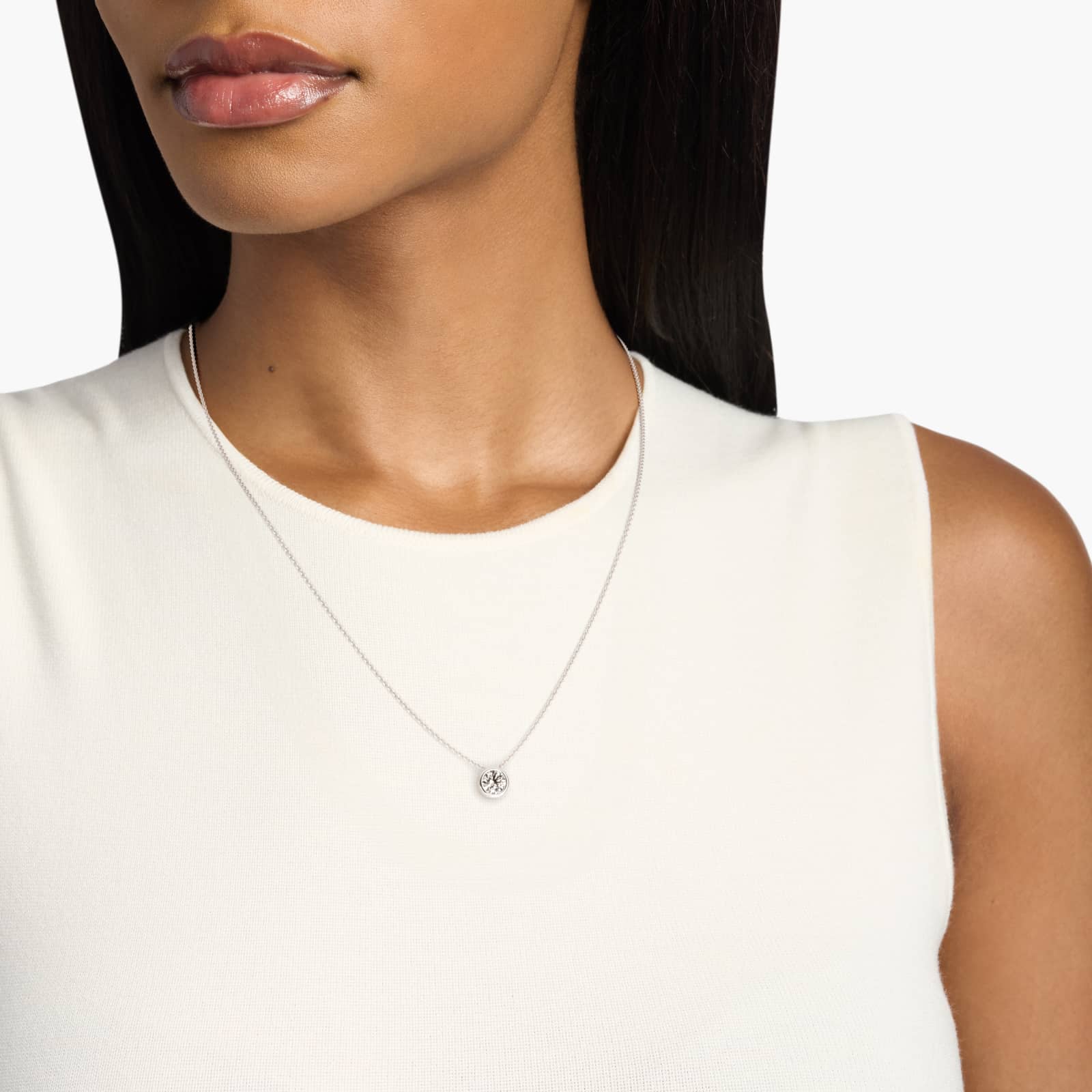 Bezel Diamond Pendant  In 14K White Gold (Setting)