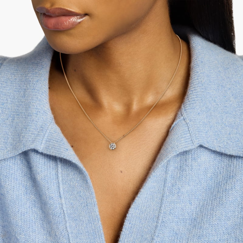 Bezel Diamond Pendant  In 14K Yellow Gold (Setting)