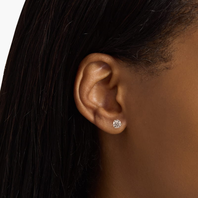 Three Prong Martini Stud Earring   In 14K Yellow Gold (Setting)