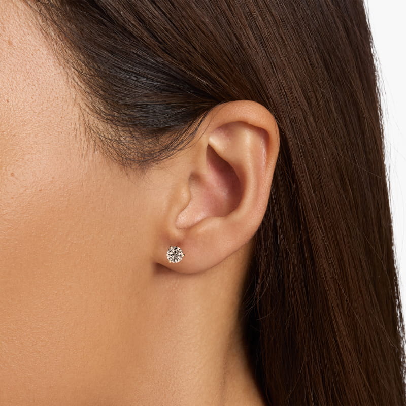 Three Prong Martini Stud Earring   In 14K Yellow Gold (Setting)