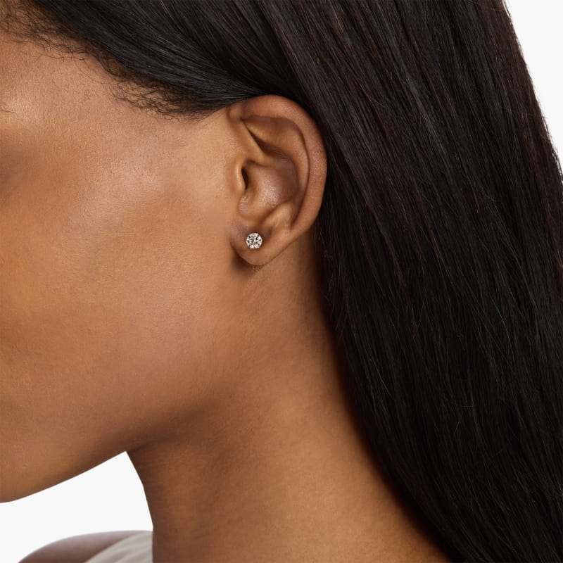 Six Prong Stud Earrings In 14K White Gold (Setting)