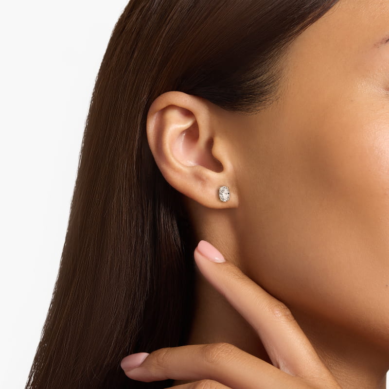 Oval Cut Diamond Stud Earrings    In 14K Yellow Gold (Setting)