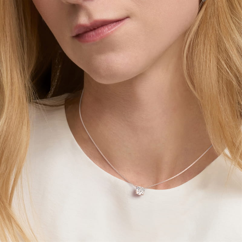 Four Prong Basket Solitaire Diamond Pendant In 14K White Gold (Setting)