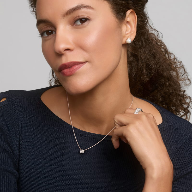Four Prong Basket Solitaire Diamond Pendant In Platinum (Setting)