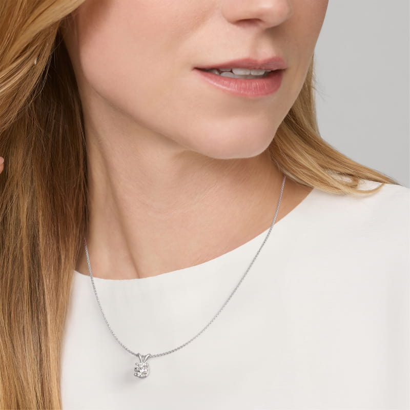 Double-Bail Diamond Solitaire Pendant  In Platinum (Setting)