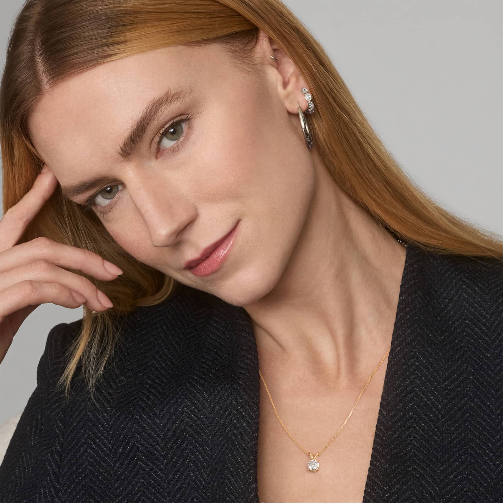 Double-Bail Diamond Solitaire Pendant  In 14K Yellow Gold (Setting)
