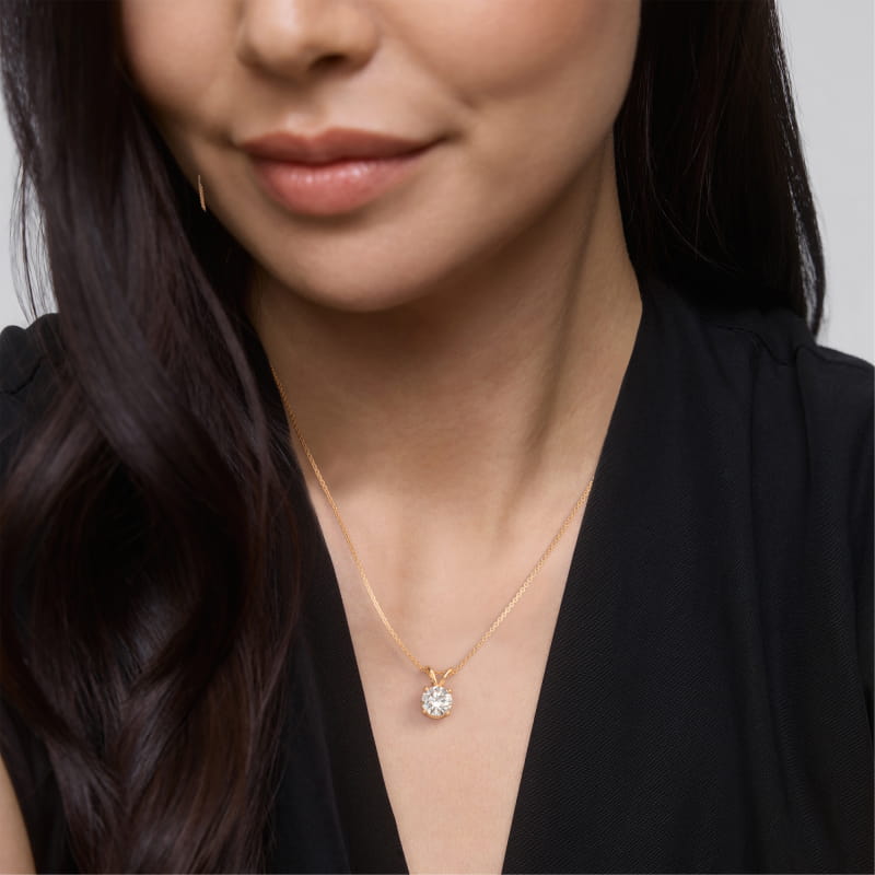 Double-Bail Diamond Solitaire Pendant  In 14K Yellow Gold (Setting)