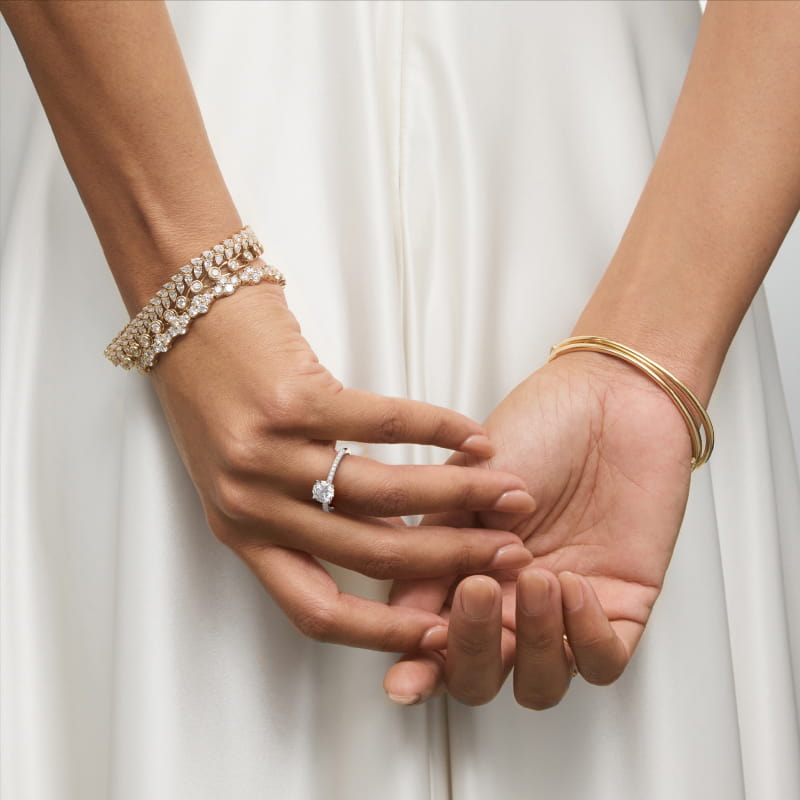 Round 2.5 CT Certified Lab-Grown Diamond Riviera Pavé Engagement Ring In 14K White Gold