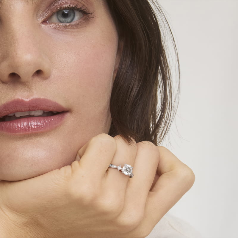 East-West Sidestone and Pavé Diamond Engagement Ring in Platinum (1/4 ct. tw.)