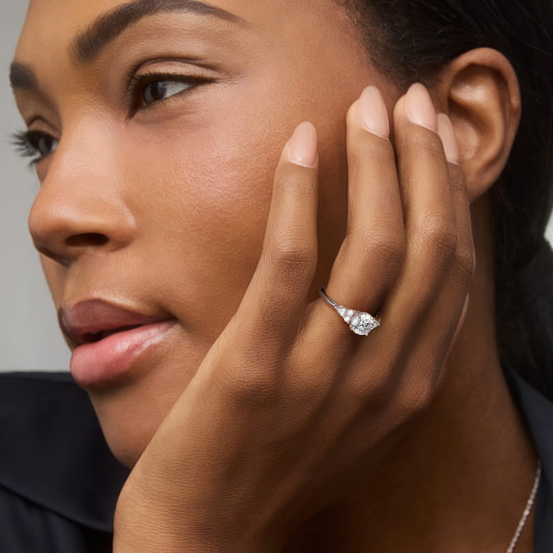 Petite Pear and Round Diamond Engagement Ring in Platinum (1/4 ct. tw.)