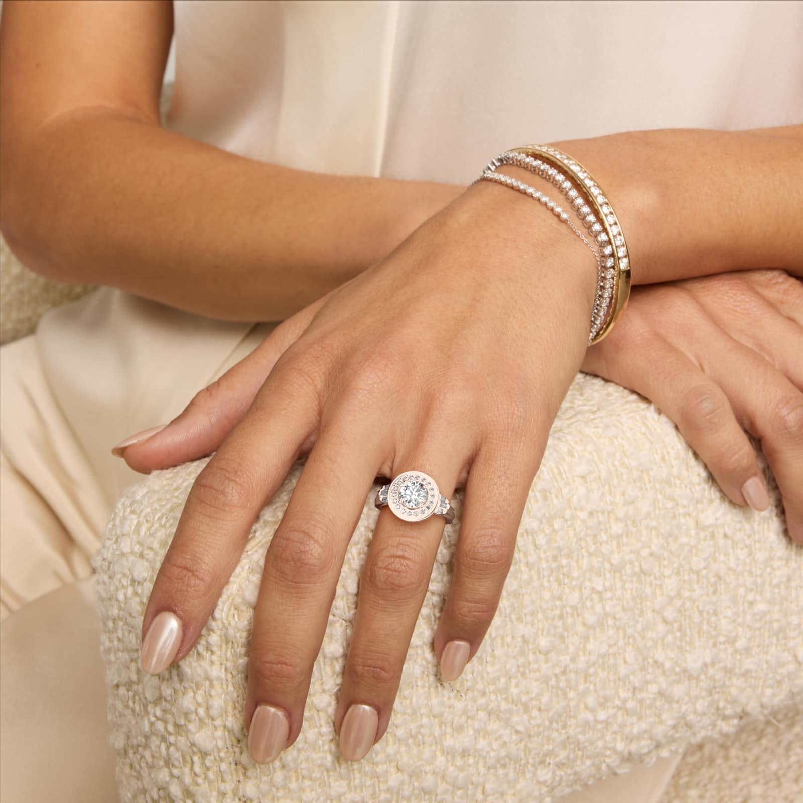 ZAC ZAC POSEN Square Halo Diamond Engagement Ring in Platinum