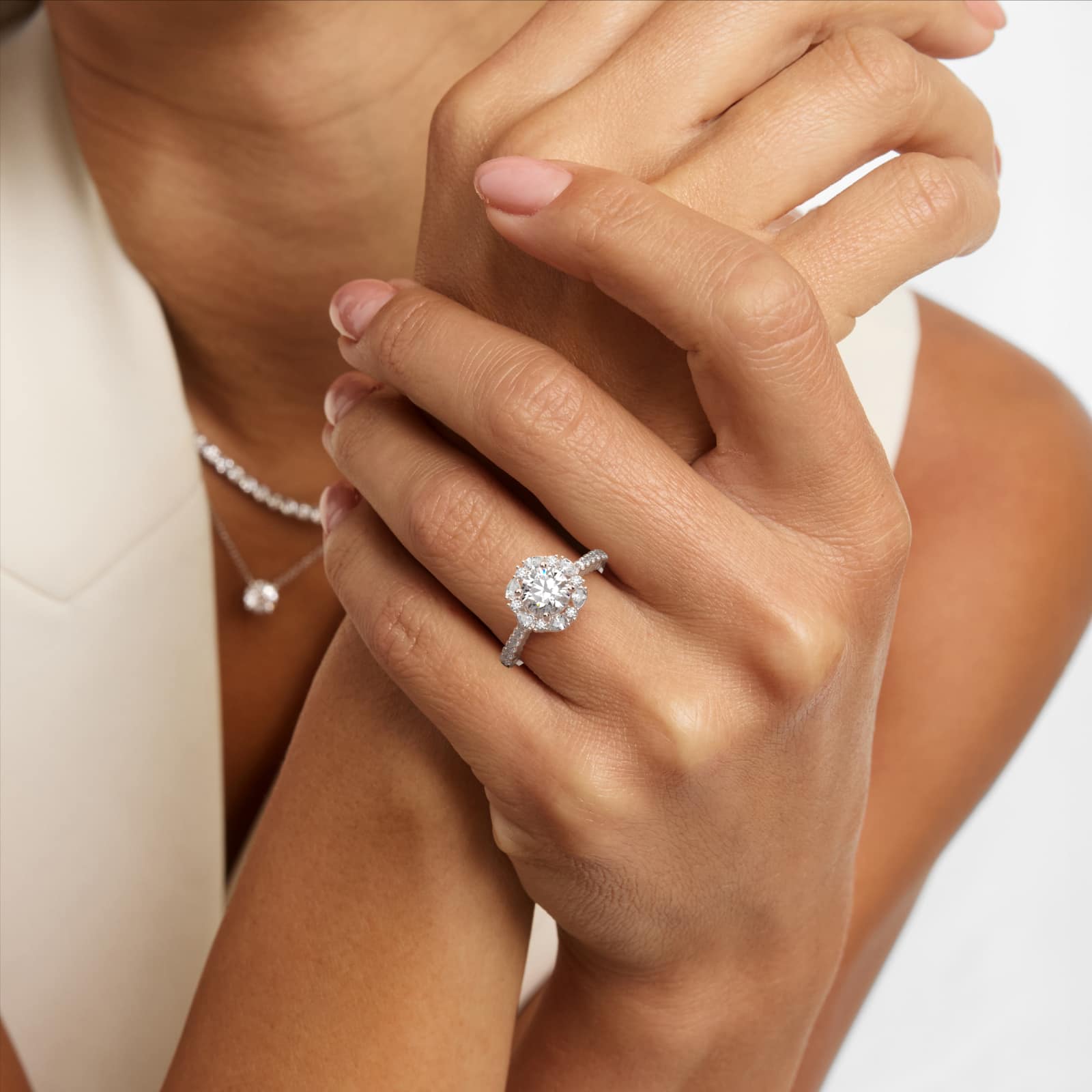 The Ritz Round Halo Diamond Engagement Ring in 14k White Gold (3/8 ct. tw.)