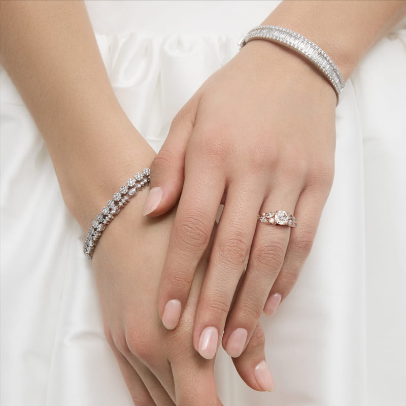 Diamond Nest Side Stone Engagement Ring In 14K Rose Gold By James Allen