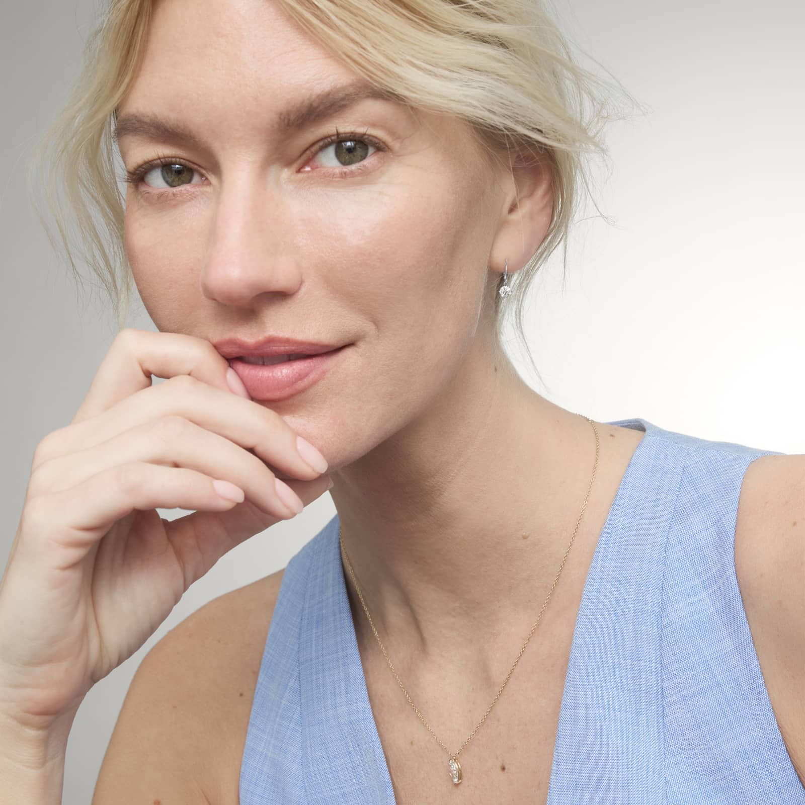 Four-Prong Leverback Drop Earrings in 14k White Gold