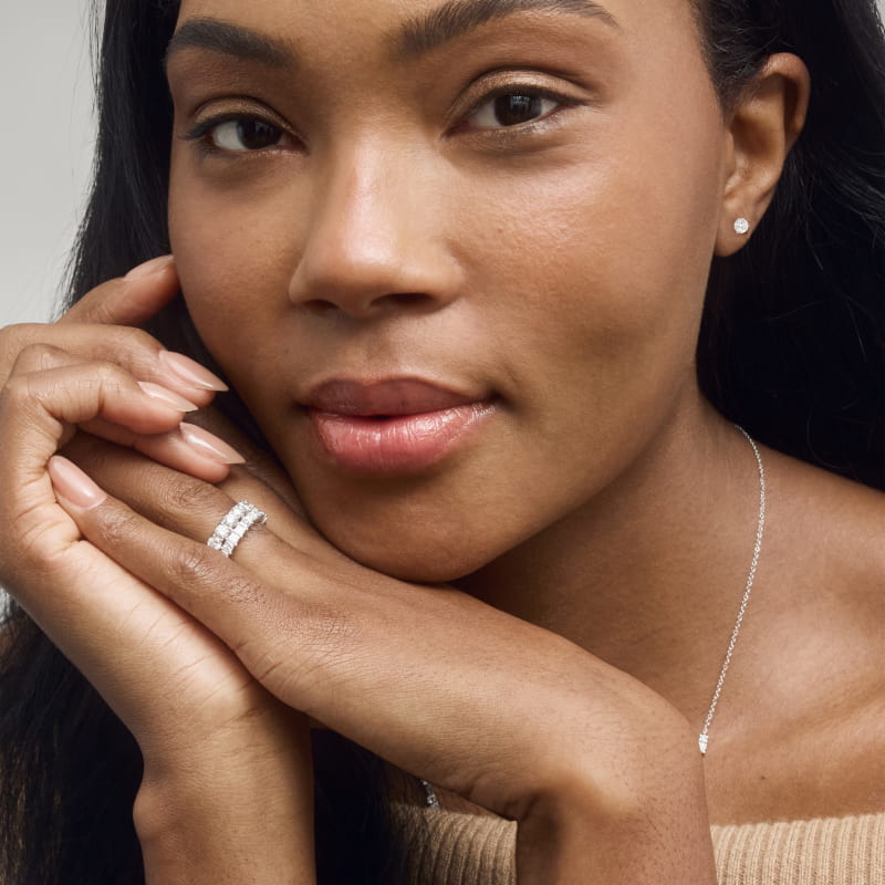 Three Prong Martini Stud Earring   In 14K White Gold (Setting)