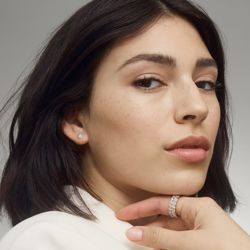 Six Prong Stud Earrings In Platinum (Setting)