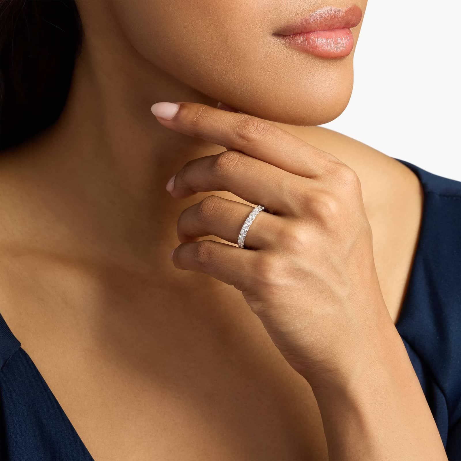 Riviera Pavé Diamond Ring In Platinum (1 Ct. tw. - H-I / SI1-SI2)