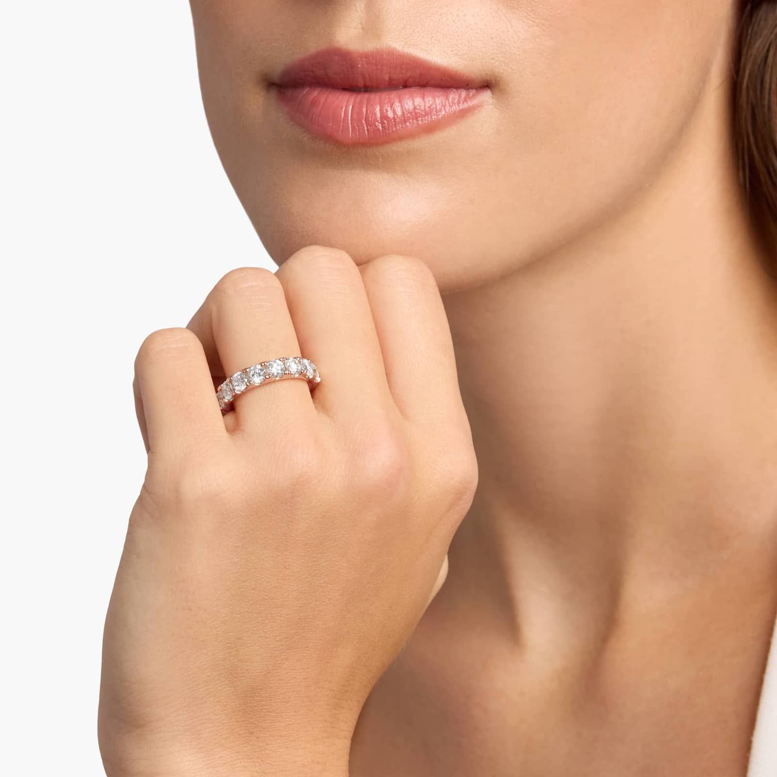 Riviera Pavé Lab-Grown Diamond Ring In 14K Rose Gold (2 Ct. tw. - F-G / VS2-SI1)