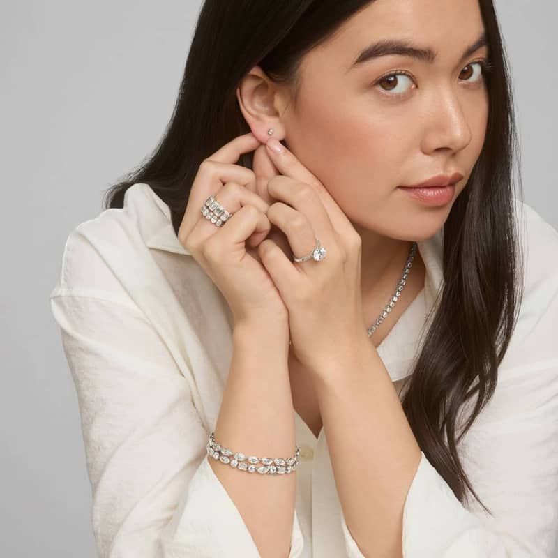 Seven Stone Bezel Anniversary Ring With 2 CTW Oval Cut Diamonds in 14K White Gold (6mm)