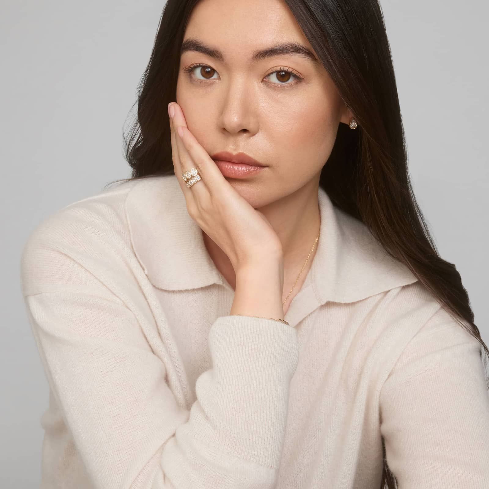 Seven Stone Bezel Anniversary Ring With 1.5 CTW Emerald Cut Lab-Grown Diamonds in 14K Yellow Gold (4.6mm)