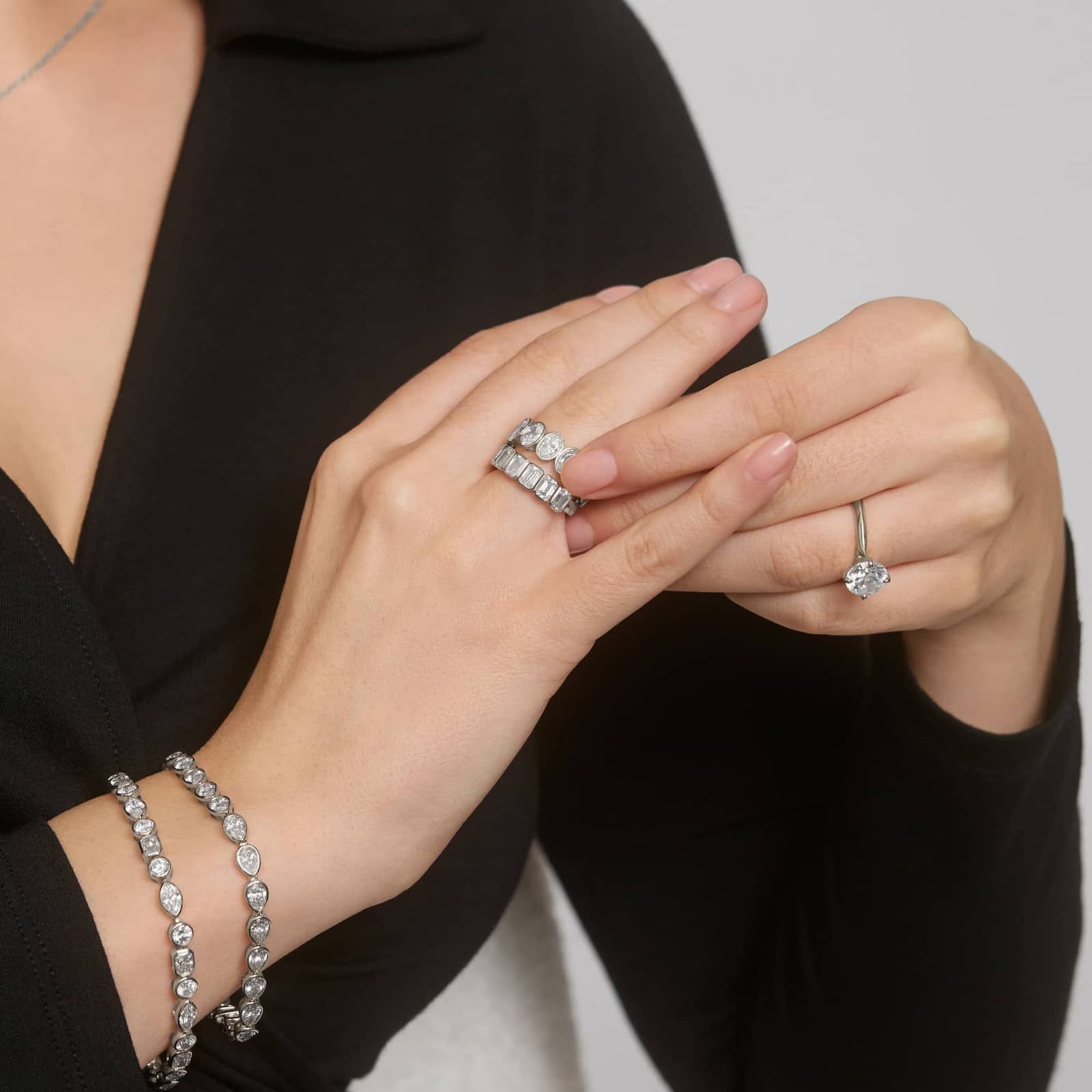 Seven Stone Bezel Anniversary Ring With 2 CTW Emerald Cut Lab-Grown Diamonds in 14K White Gold (5.15mm)