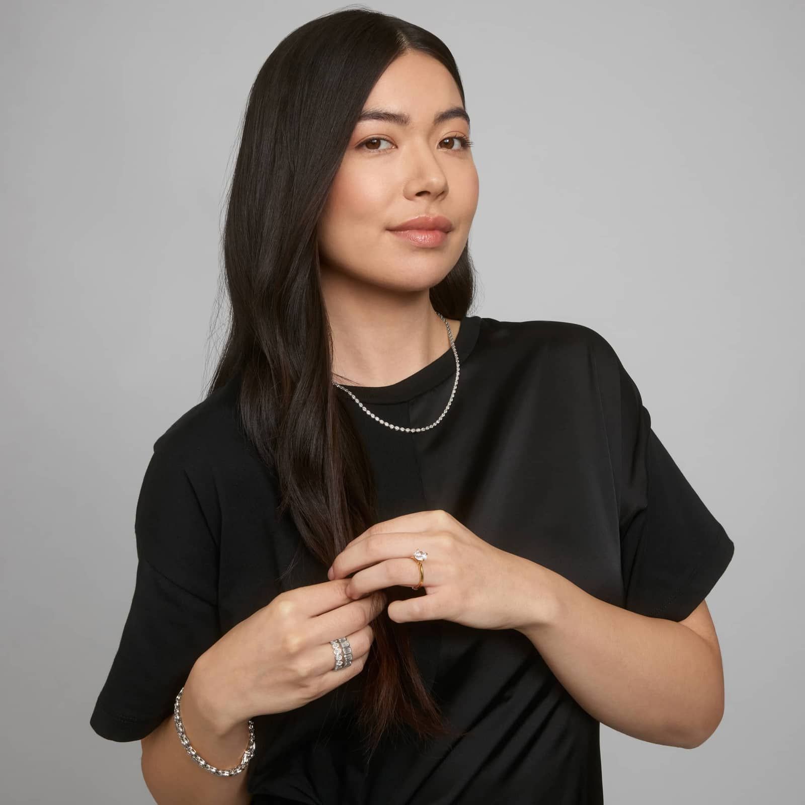 Seven Stone Bezel Anniversary Ring With 3 CTW Emerald Cut Lab-Grown Diamonds in 14K White Gold (5.95mm)