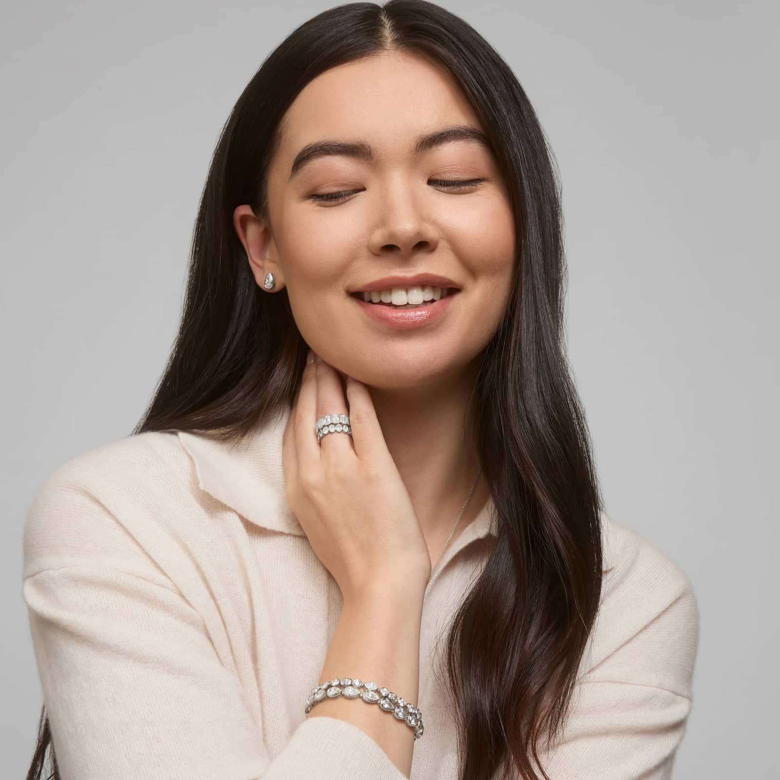 Bezel Eternity Ring With 2 CTW Oval Cut Diamonds in Platinum (4.6mm)