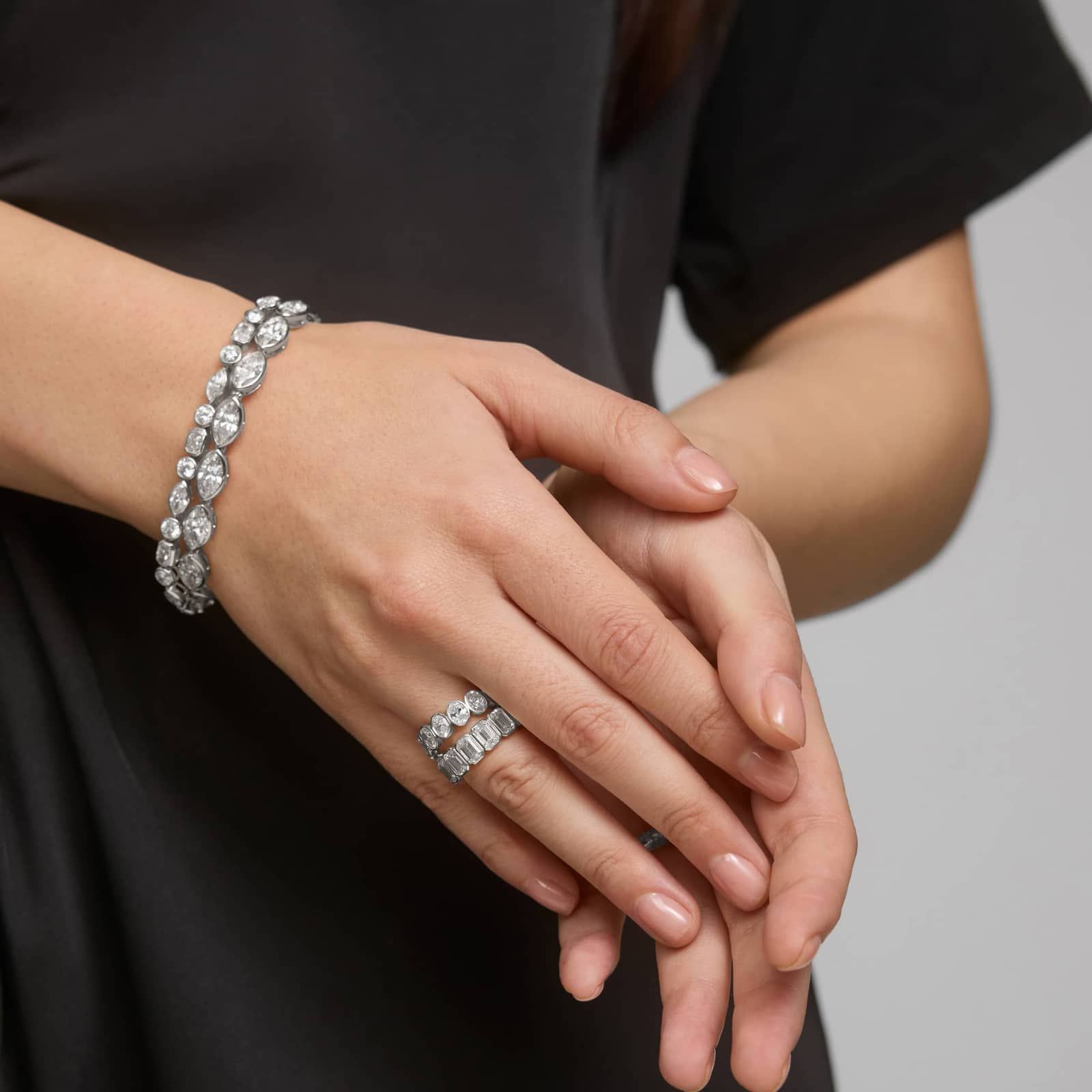 Bezel Eternity Ring With 4 CTW Oval Cut Diamonds in Platinum (5.75mm)