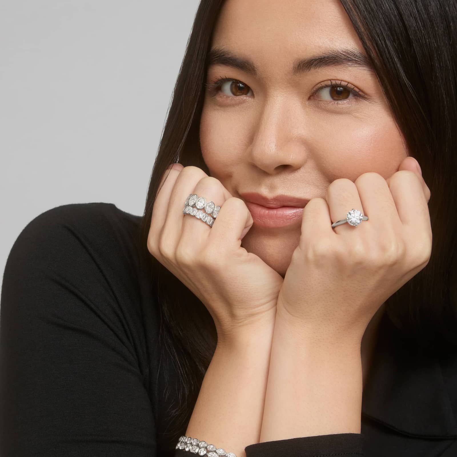 Bezel Eternity Ring With 7 CTW Oval Cut Diamonds in 14K White Gold (7.5mm)