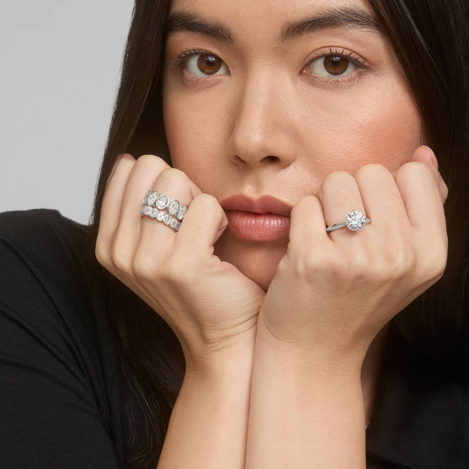 Bezel Eternity Ring With 4 CTW Emerald Cut Diamonds in 14K White Gold (4.65mm)