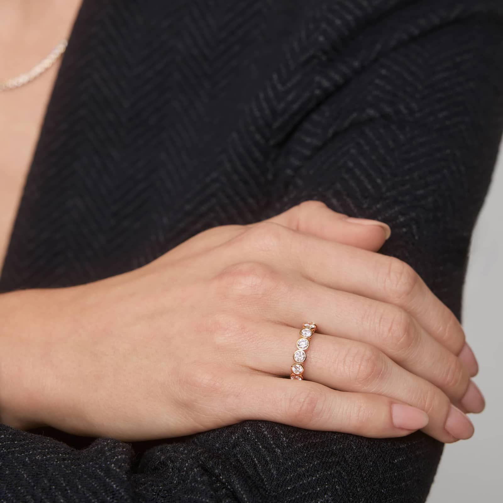 Bezel Eternity Ring With 2 CTW Round Cut Diamonds in 14K Yellow Gold (4.1mm)