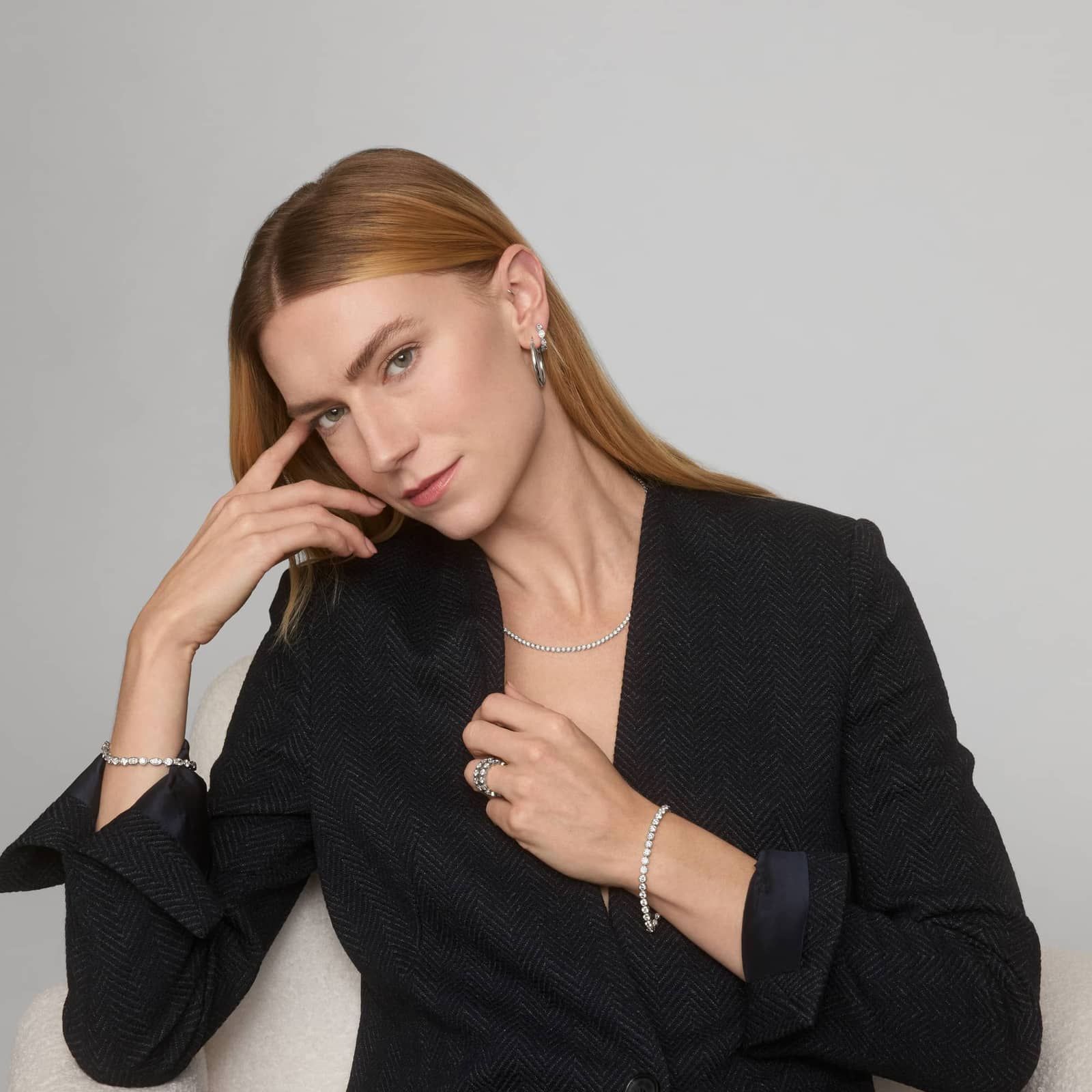 Bezel Eternity Ring With 3 CTW Round Cut Diamonds in 14K White Gold (4.4mm)