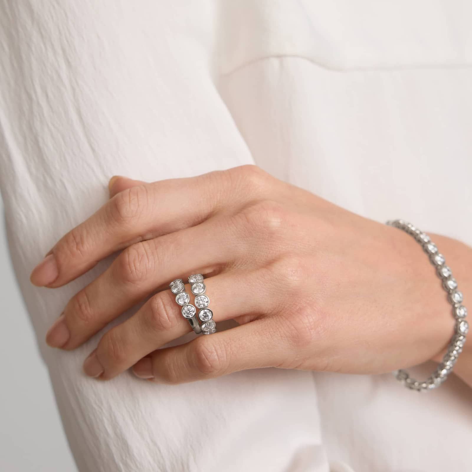 Bezel Eternity Ring With 4 CTW Round Cut Diamonds in 14K White Gold (5.1mm)