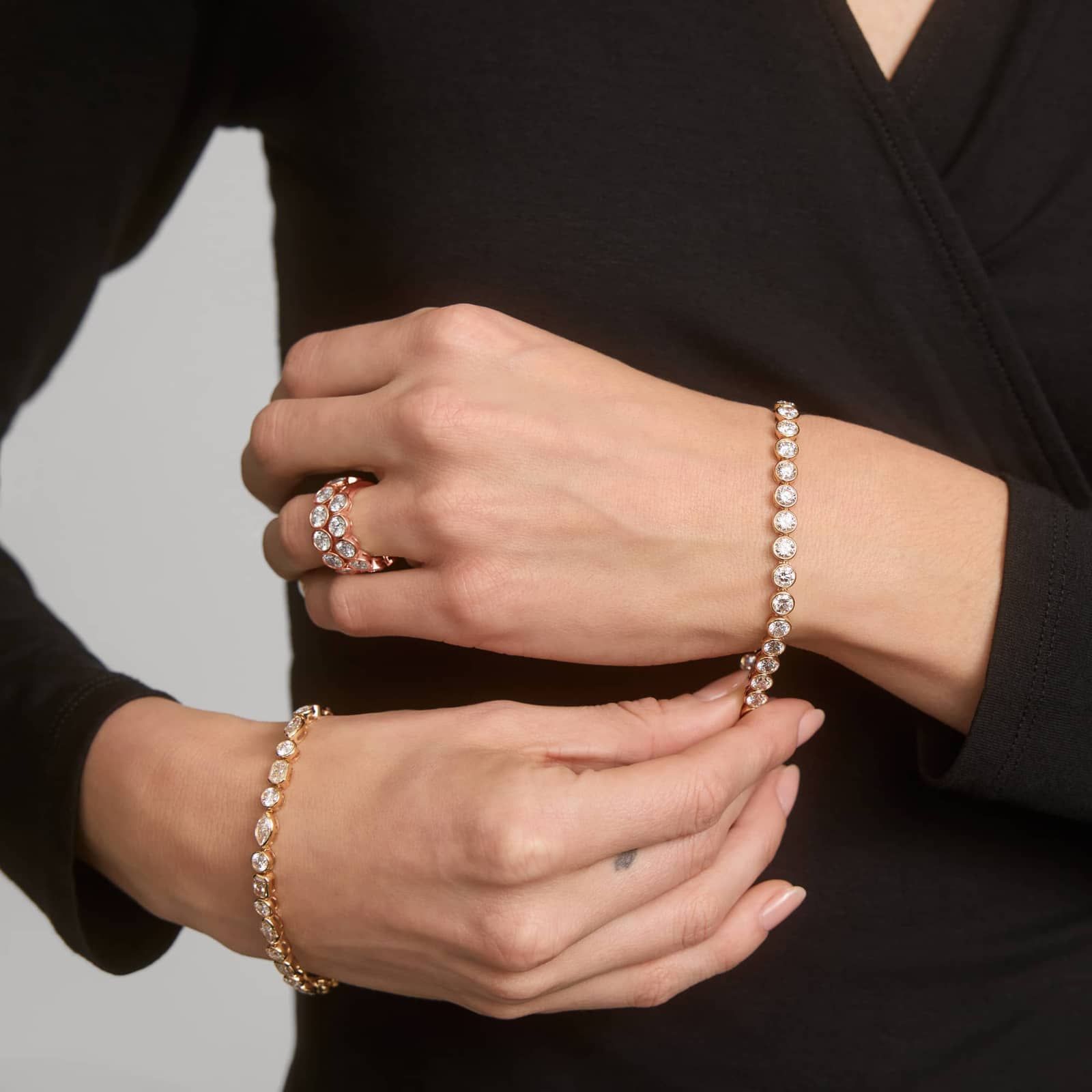 Bezel Eternity Ring With 5 CTW Round Cut Diamonds in 14K Rose Gold (5.6mm)