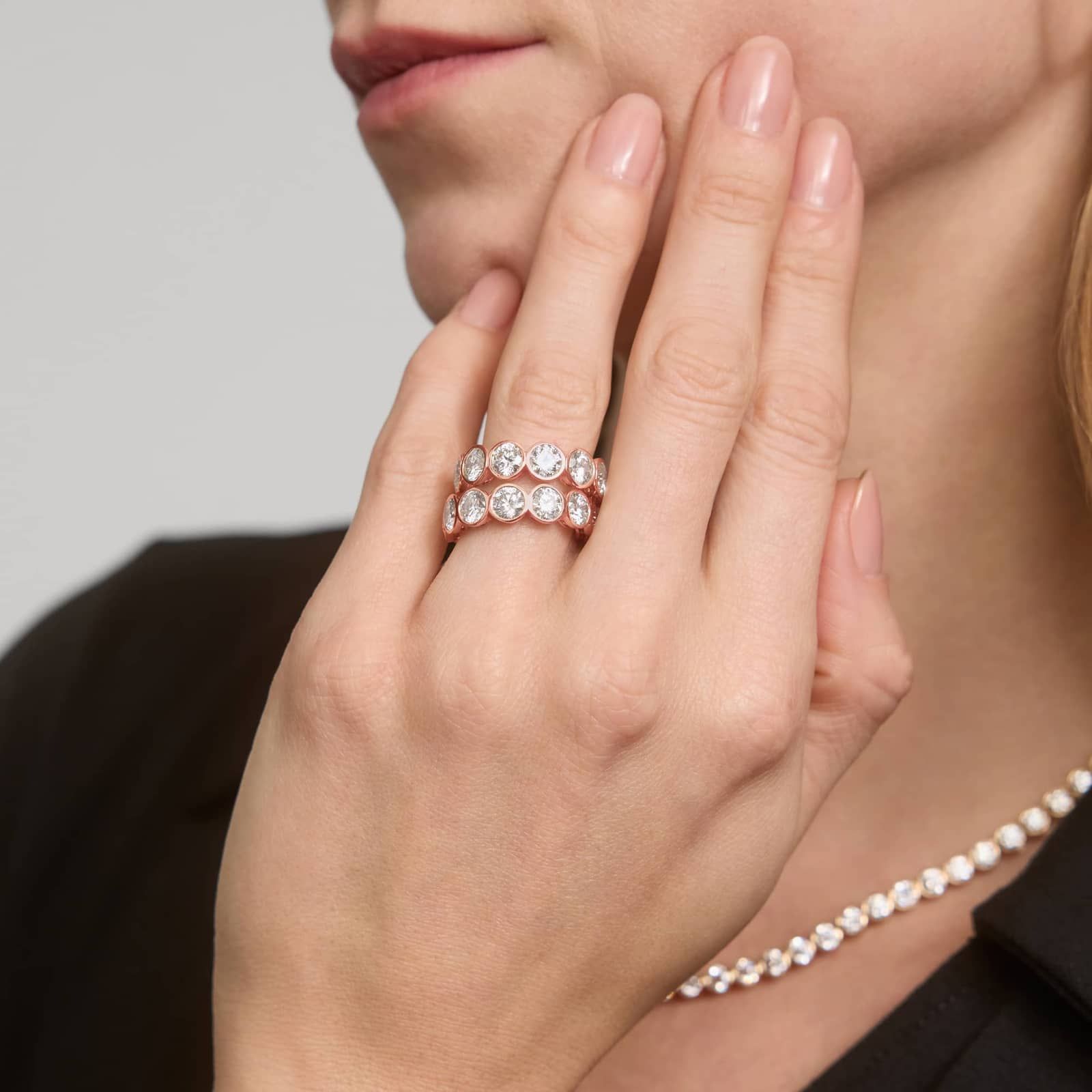 Bezel Eternity Ring With 6 CTW Round Cut Diamonds in 14K Rose Gold (5.8mm)