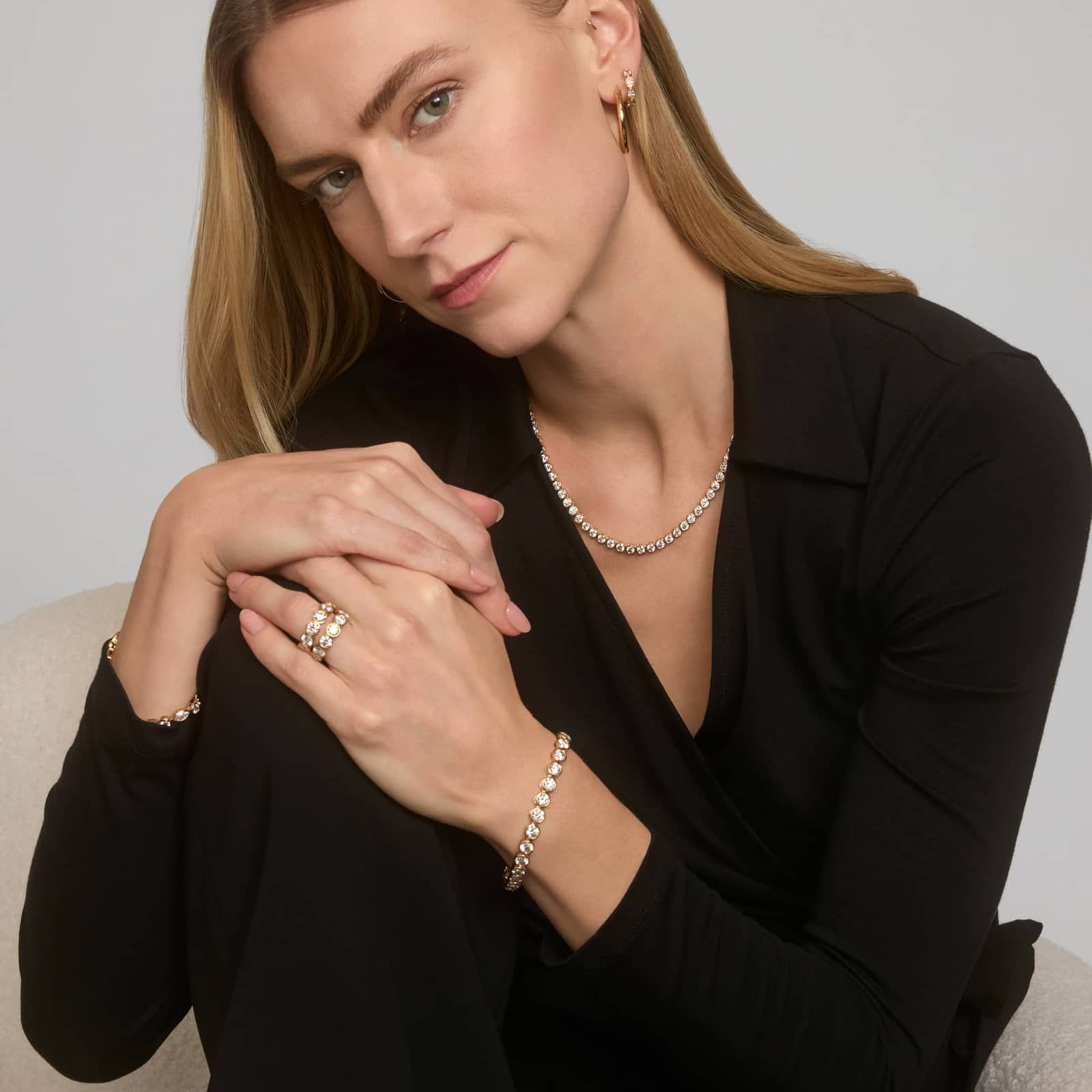 Bezel Tennis Bracelet With 15 CTW Round Lab-Grown Diamonds in 14K Yellow Gold