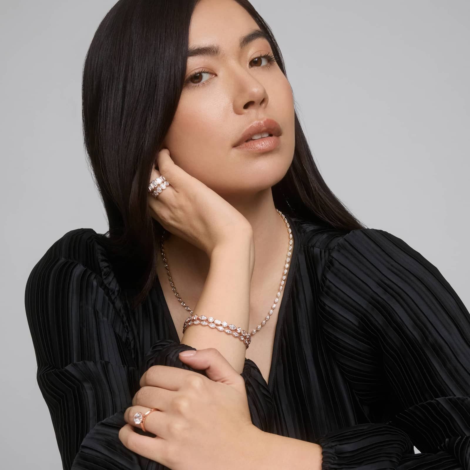 East-West Bezel Tennis Bracelet With 5 CTW Marquise Cut Diamonds in 14K Rose Gold