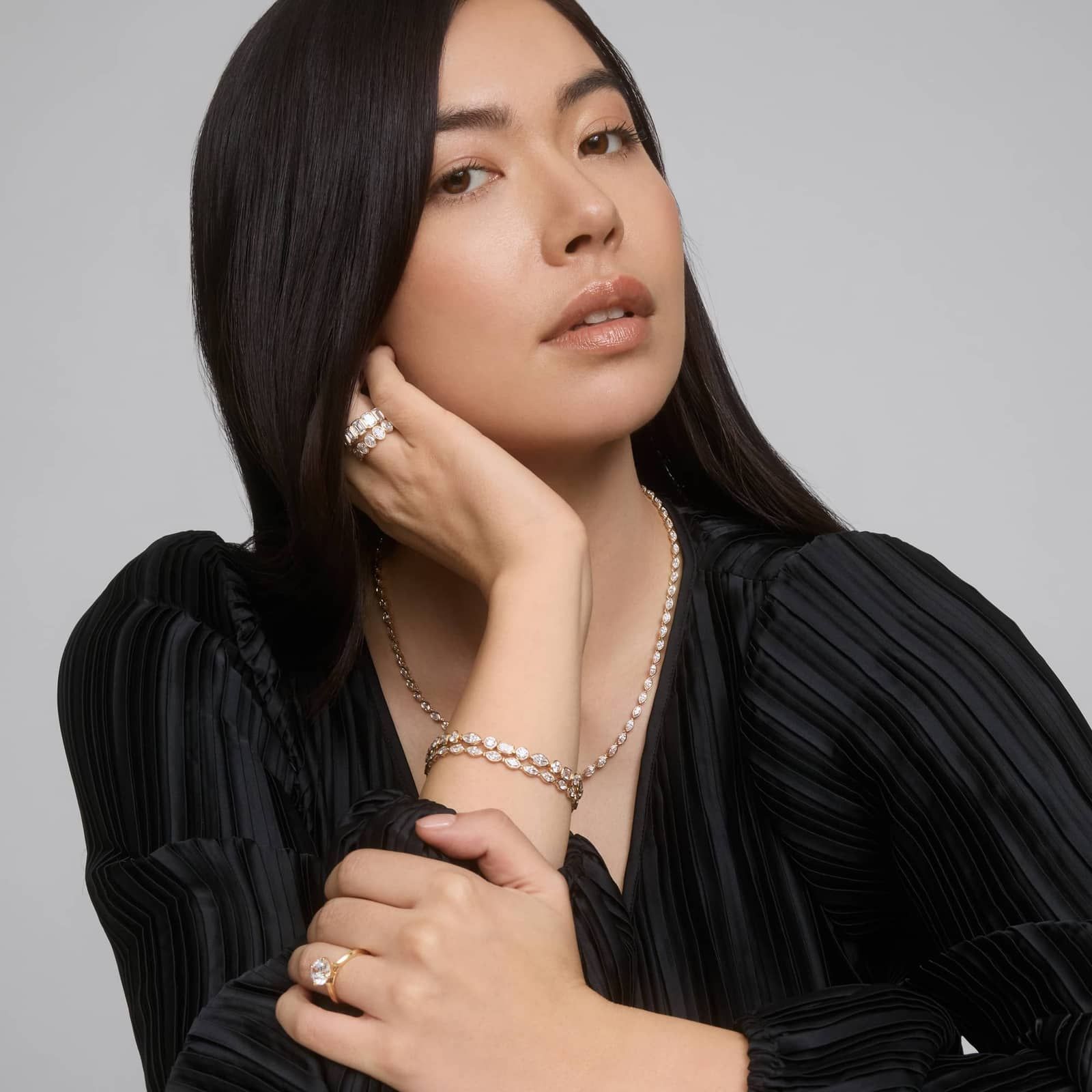 East-West Bezel Tennis Bracelet With 5 CTW Marquise Cut Diamonds in 14K Yellow Gold