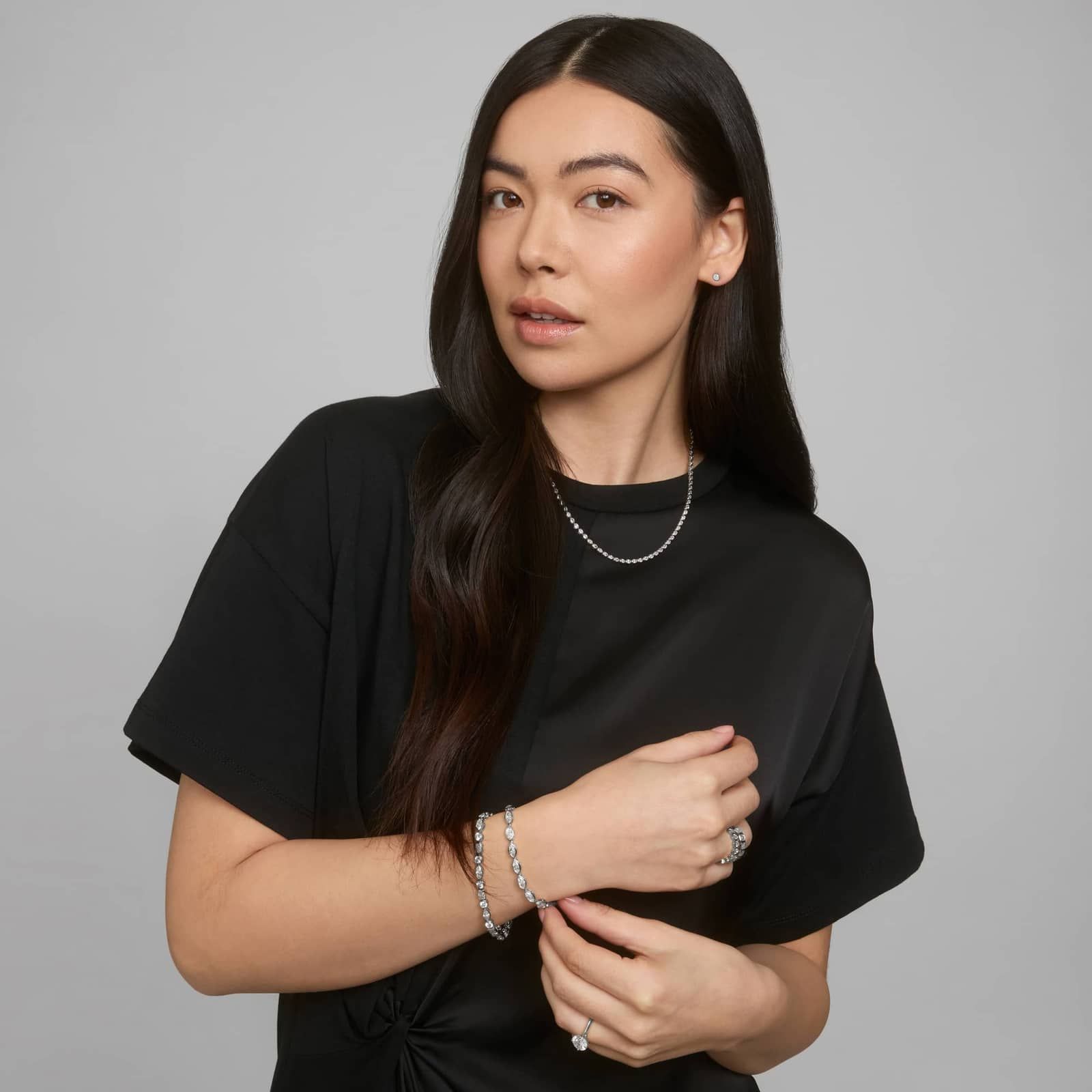 East-West Bezel Tennis Bracelet With 8 CTW Marquise Cut Diamonds in 14K White Gold