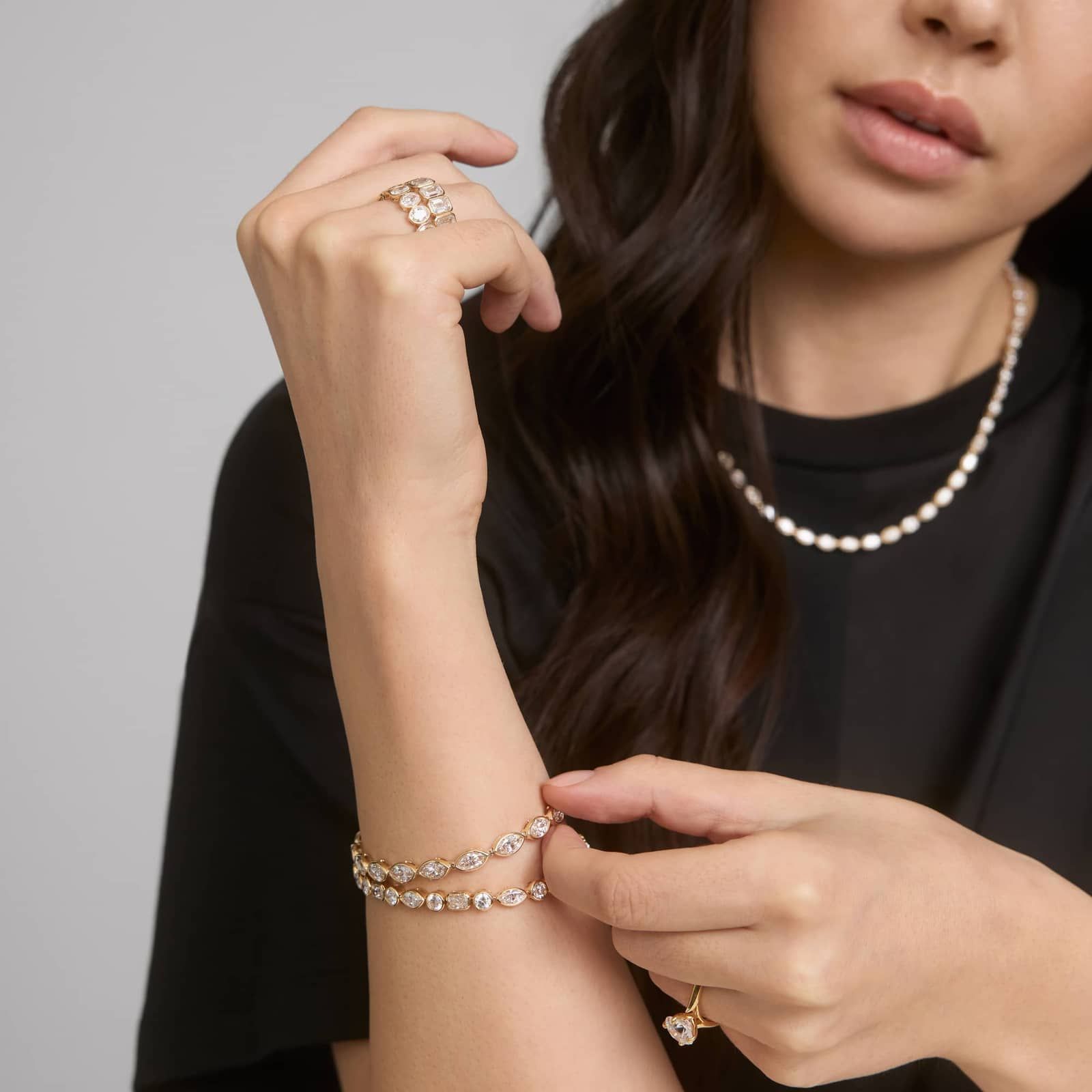 East-West Bezel Tennis Bracelet With 10 CTW Marquise Cut Diamonds in 14K Yellow Gold