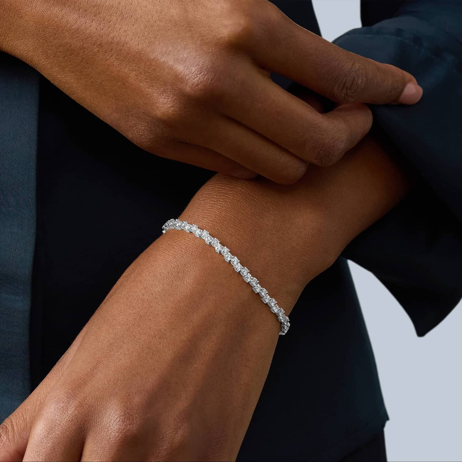 Alternating Lab-Grown Diamond Bracelet in 14K White Gold (4 ct. tw.)