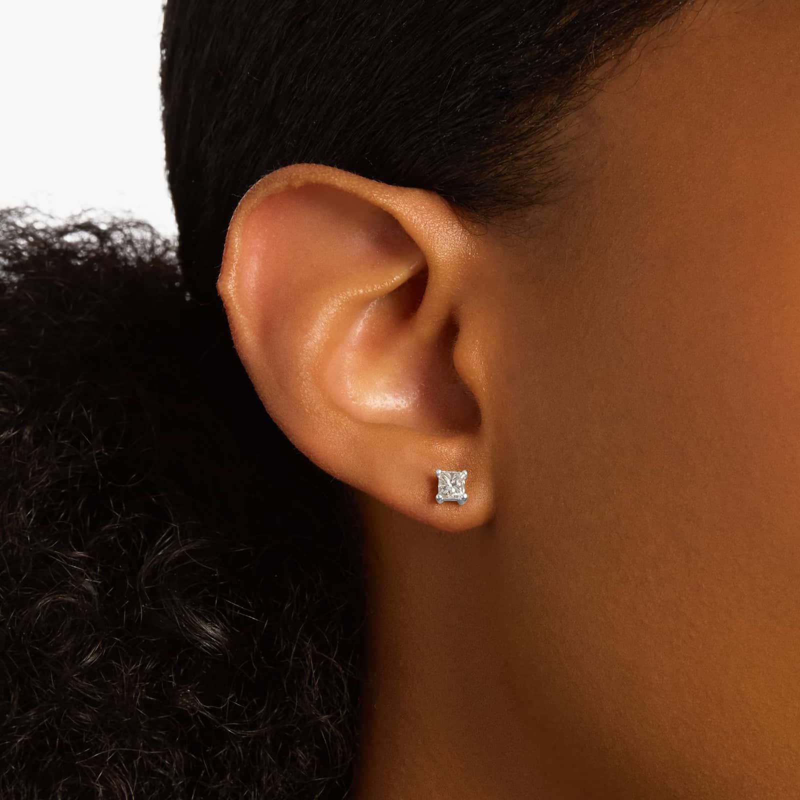 Princess Cut Diamond Stud Earrings in 14k White Gold (3/4 ct. tw.)