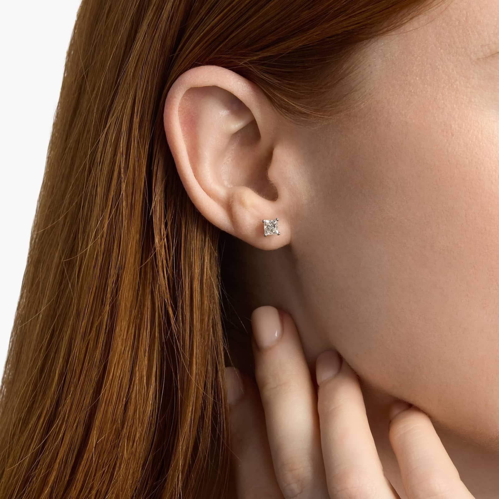 Princess Cut Lab-Grown Diamond Princess Cut Stud Earrings in 14k White Gold (1 Ct. tw. - F-G / VS2-SI1)