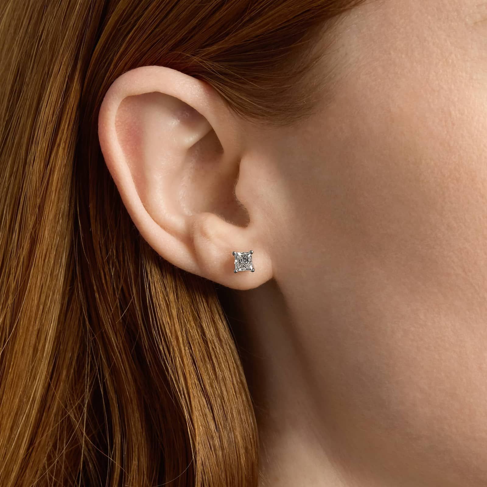 Princess Cut Lab-Grown Diamond Princess Cut Stud Earrings in 14k White Gold (1 Ct. tw. - F-G / VS2-SI1)