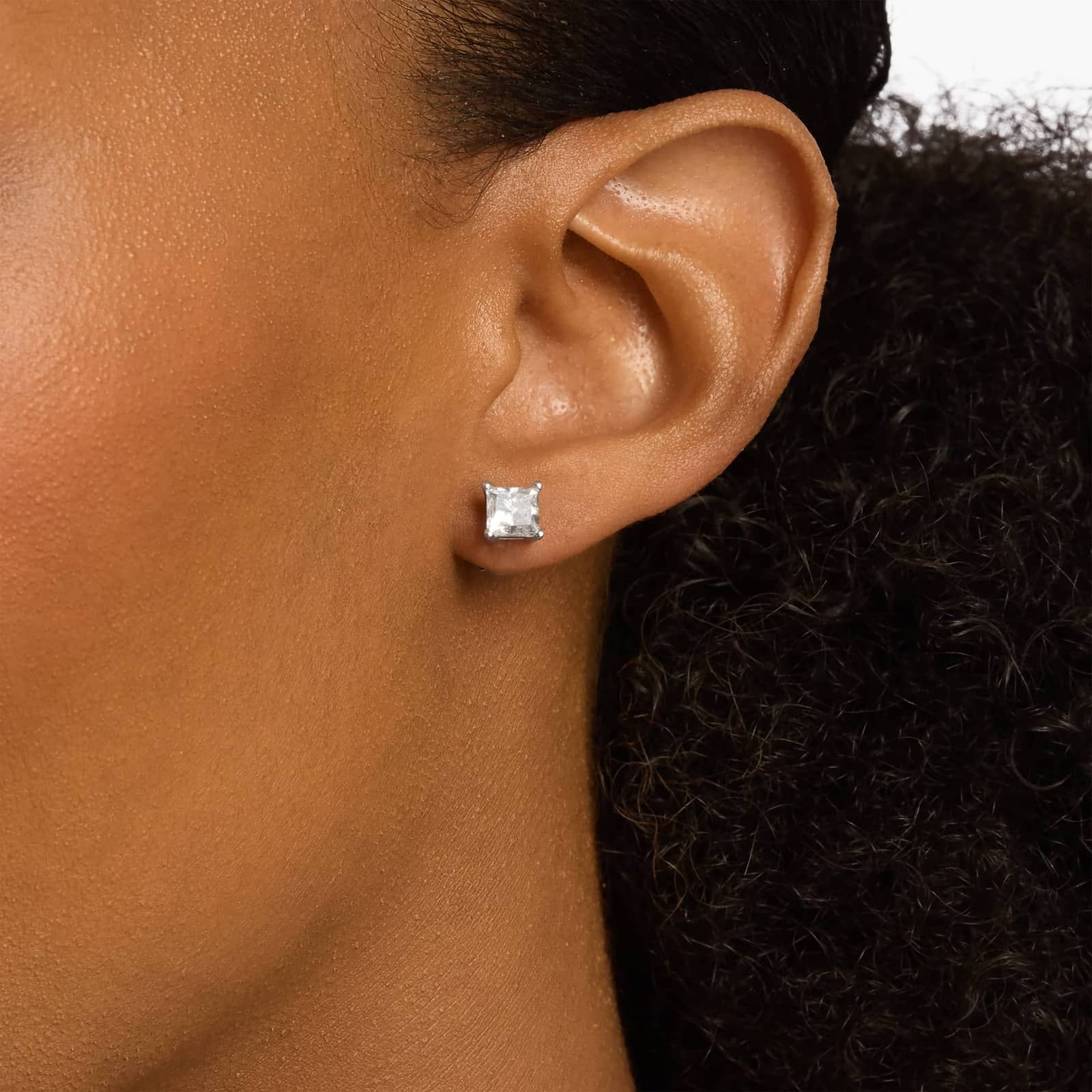 Princess Cut Lab-Grown Diamond Princess Cut Stud Earrings in 14k White Gold (2 Ct. tw. - F-G / VS2-SI1)