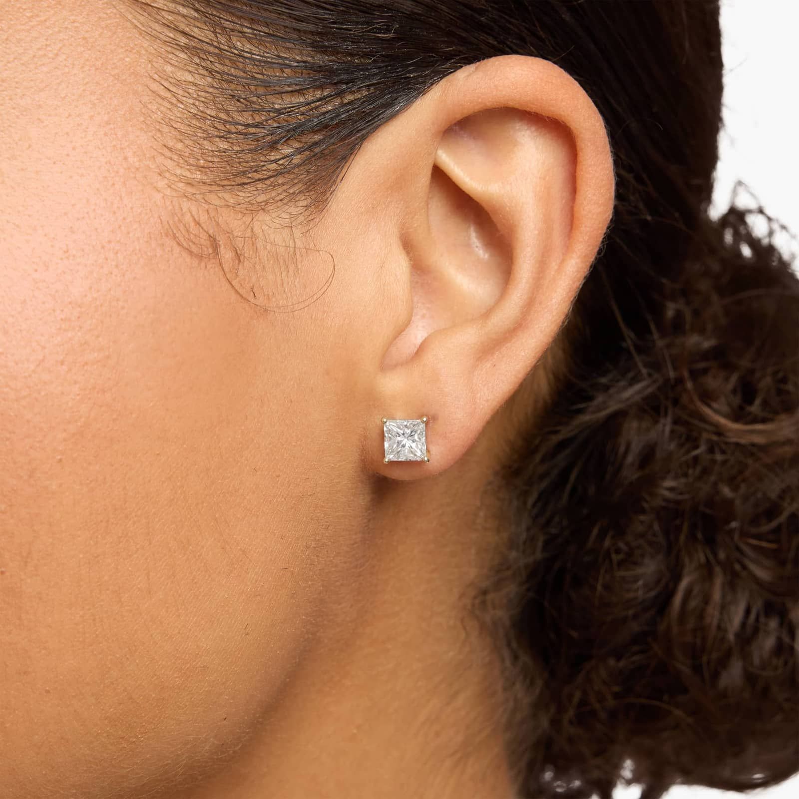 Princess Cut Lab-Grown Diamond Princess Cut Stud Earrings in 14k Yellow Gold (2 Ct. tw. - F-G / VS2-SI1)