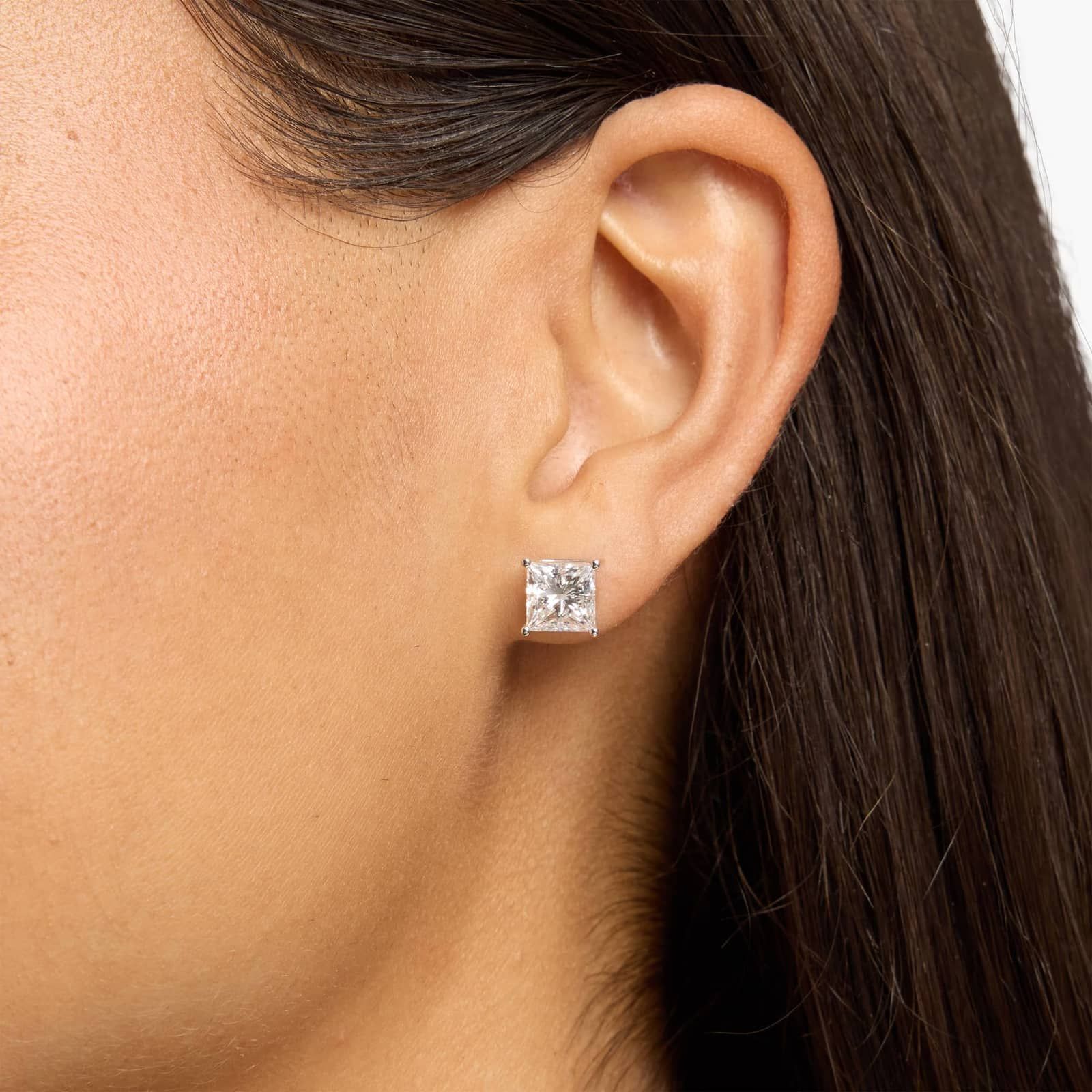 Princess Cut Lab-Grown Diamond Princess Cut Stud Earrings in 14k White Gold (4 Ct. tw. - F-G / VS2-SI1)
