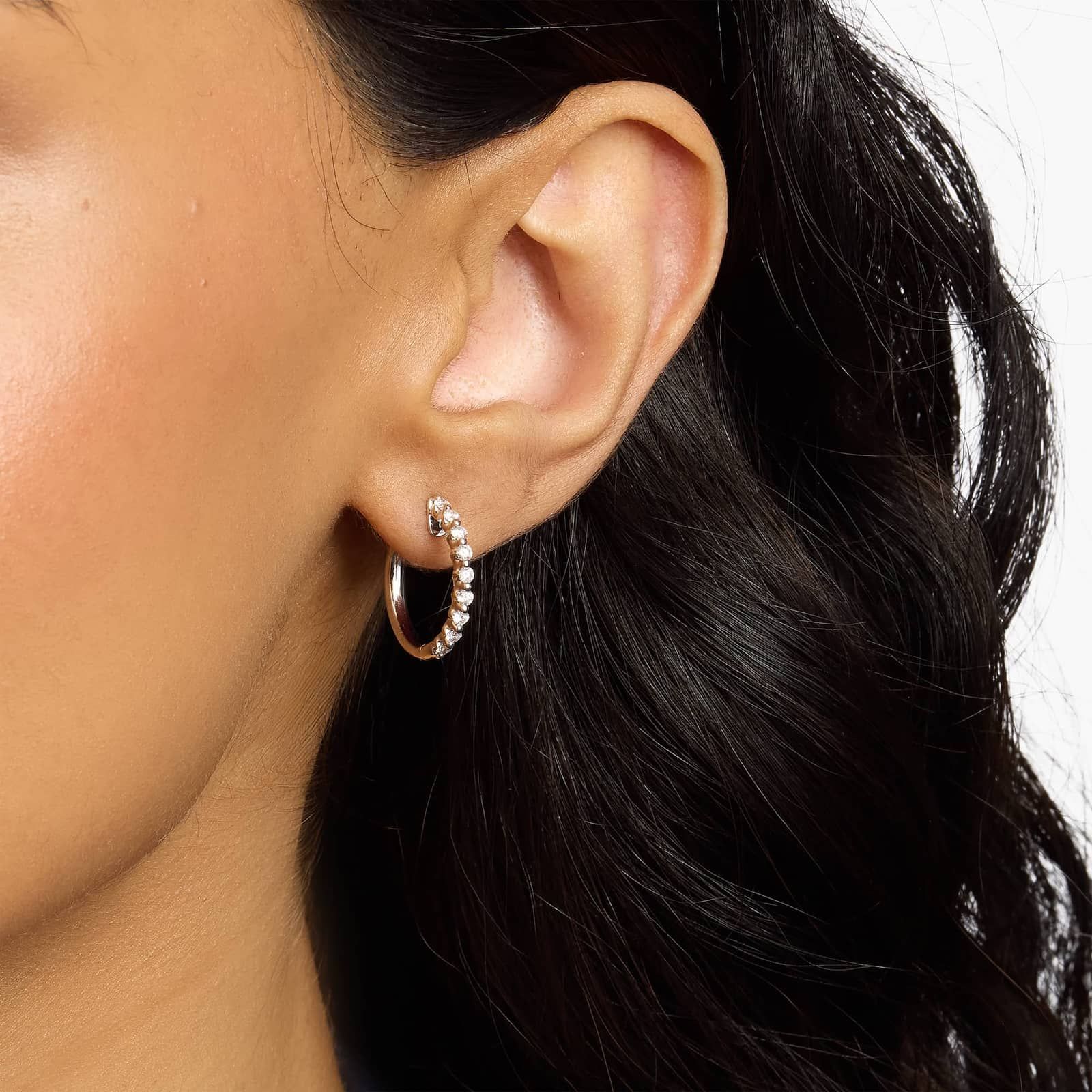 Floating Diamond Hoop Earrings in 14k White Gold (1/2 ct. tw)