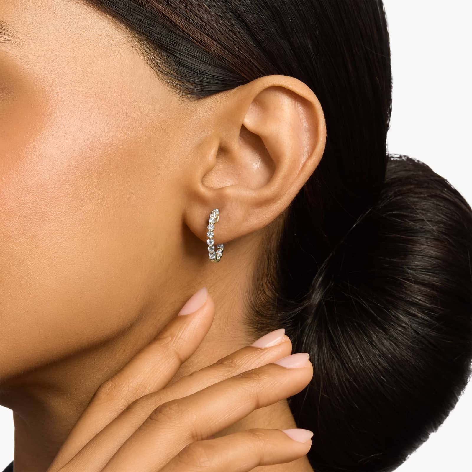 Floating Diamond Eternity Hoop Earrings in 14k Yellow Gold (1 ct. tw.)