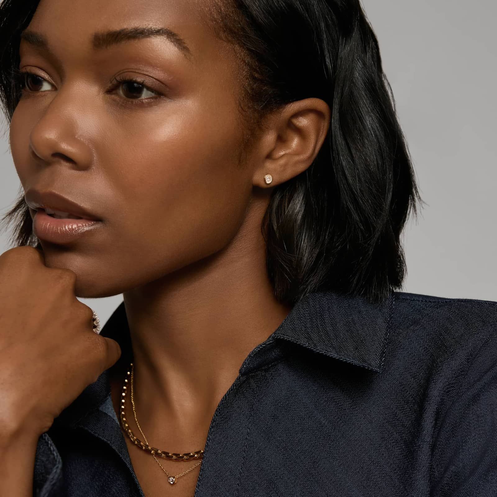 Bezel Stud Earrings With 0.5 CTW Oval Cut Lab-Grown Diamonds in 14K Yellow Gold